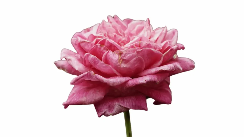 Full bloom pink Rosa Damascena flower, the source of rose water