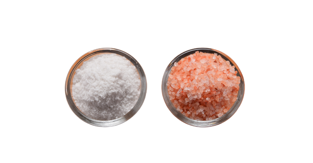 No salt: an illustrative image of a bowl of coarse rock salt and pink Himalayan salt