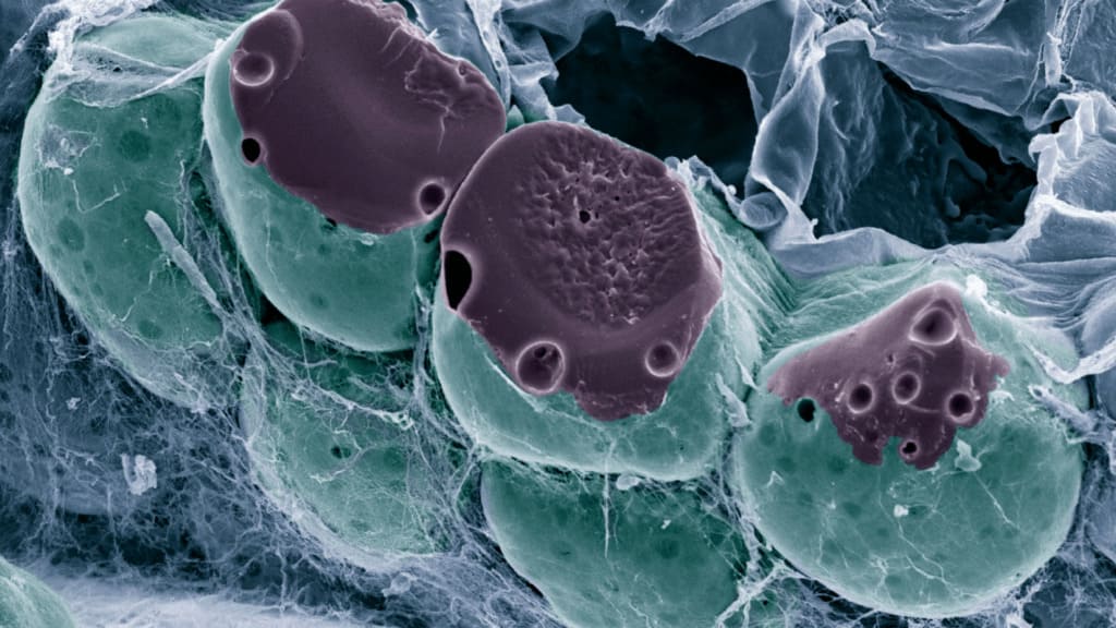 An illustrative image of fat adipose tissues close up cells